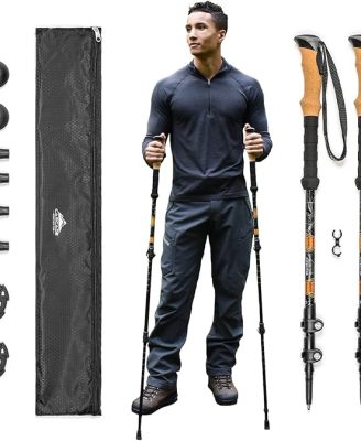 Cascade Mountain Tech Lightweight Aircraft-Grade Aluminum Trekking Poles with Extended Down Grip Plus Tip Kit